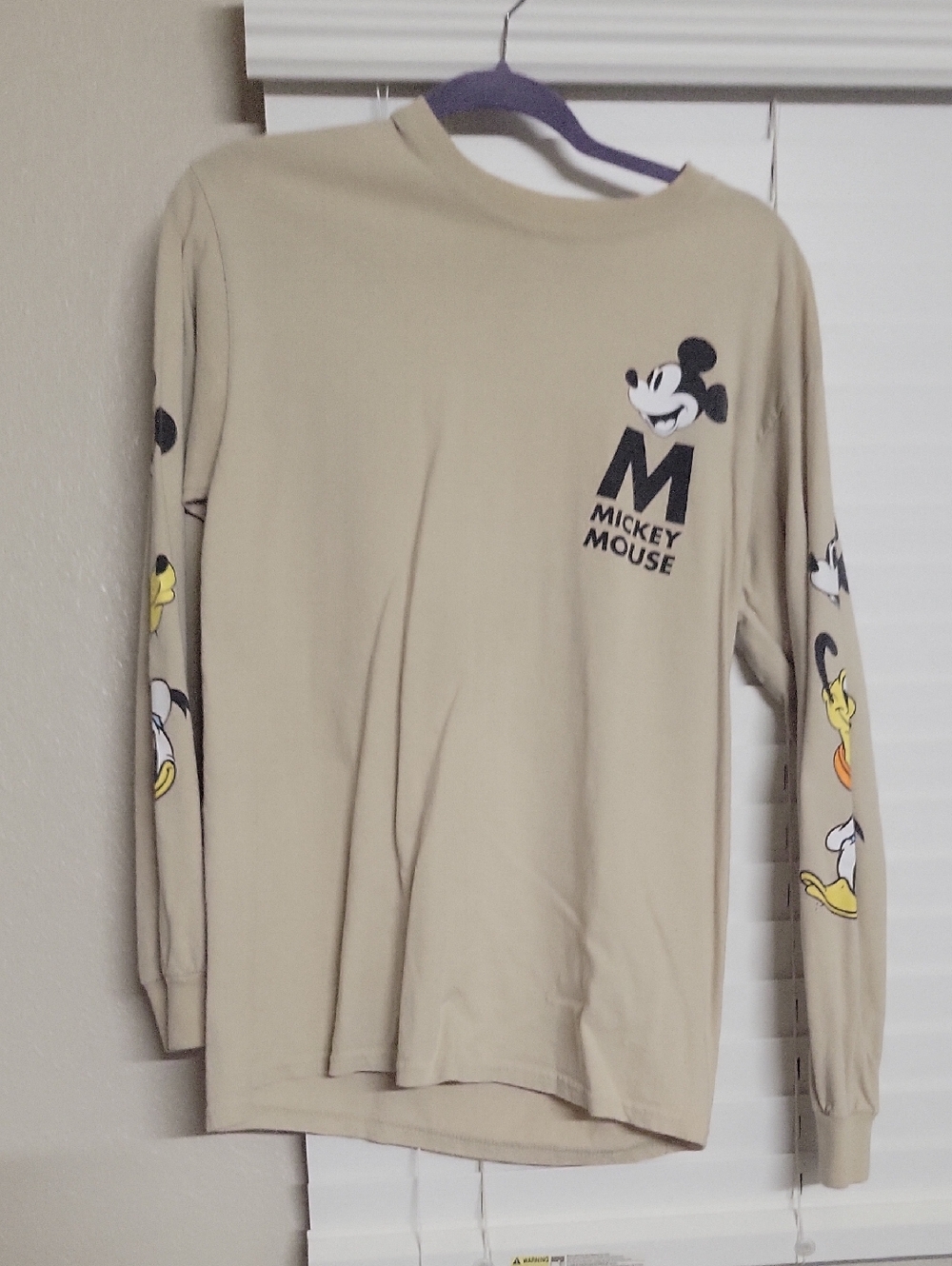 Disney Mickey Mouse Long Sleeve Shirt - Beige with Black & Yellow Graphics